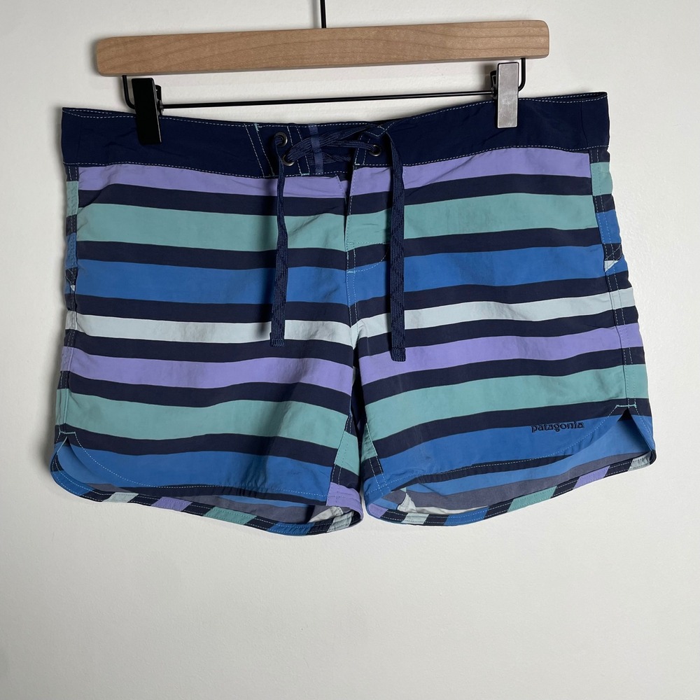 Patagonia Wavefarer Boardshorts Womens 8 Striped Swim Surf Shorts Outdoor Beach